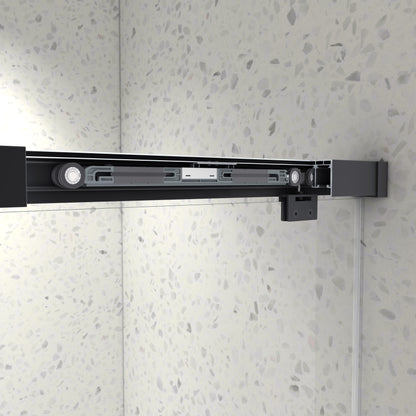 KPUY 76" H Frameless Double Sliding Shower Door | Soft Close | Matte Black (49"-60")