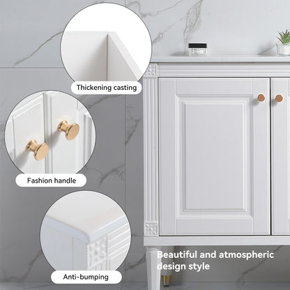 48'' Bathroom Vanity with Top Sink, Bathroom Storage Cabinet with 2 Soft Closing Doors and 3 Drawers, Single Sink Bathroom Vanity. White