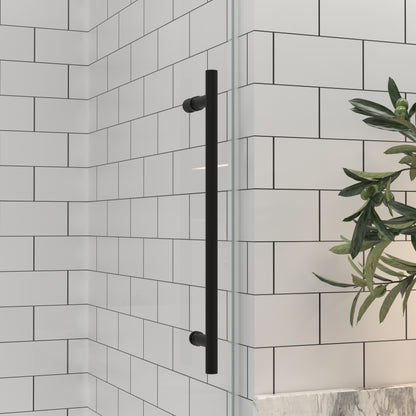 KPUY 2517 Black/Silver/Gold Frameless Shower Door, Sliding Glass Shower Door, 5/16" (8mm) Thick Tempered Clear Glass with Explosion-Proof Film Nano Coating, Stainless Steel Hardware