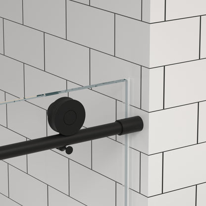 KPUY 2517 Black/Silver/Gold Frameless Shower Door, Sliding Glass Shower Door, 5/16" (8mm) Thick Tempered Clear Glass with Explosion-Proof Film Nano Coating, Stainless Steel Hardware