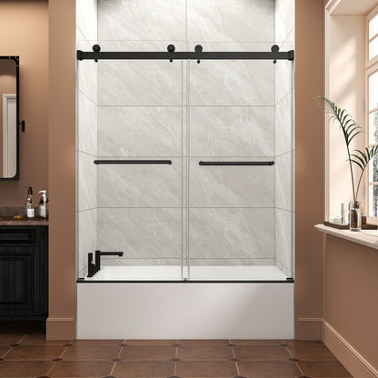 KPUY Frameless Double Sliding Shower & Bathtub Door | 43"-60" W