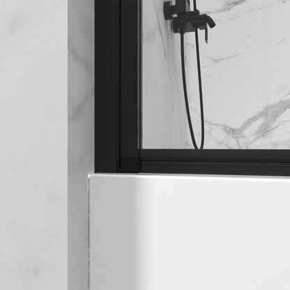 KPUY Goodyo Bathtub Screen Panel Shower Door 180° Pivot, Black