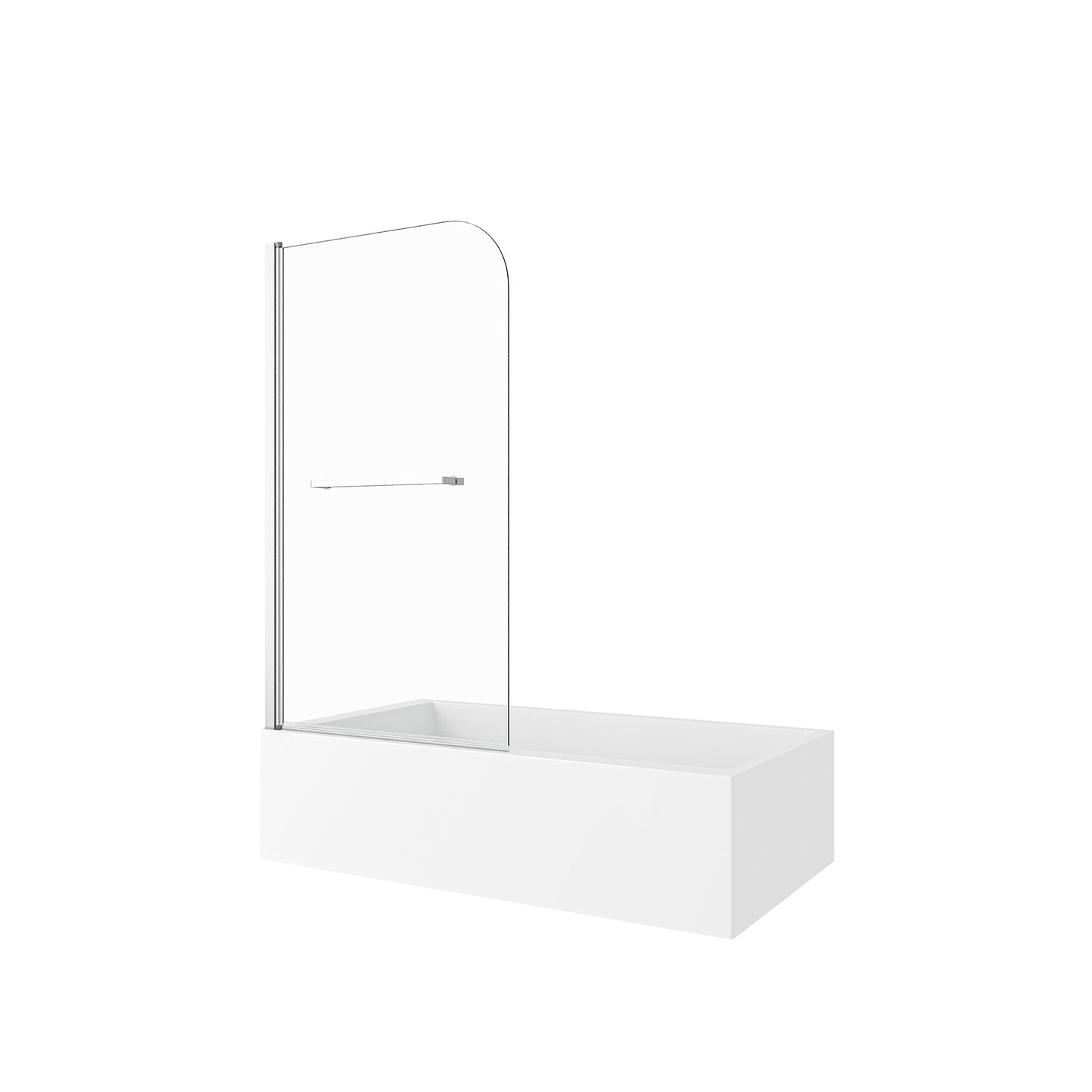 KPUY 32" x 55" Frameless Bathtub Screen | 180° Pivot Shower Door | Reversible