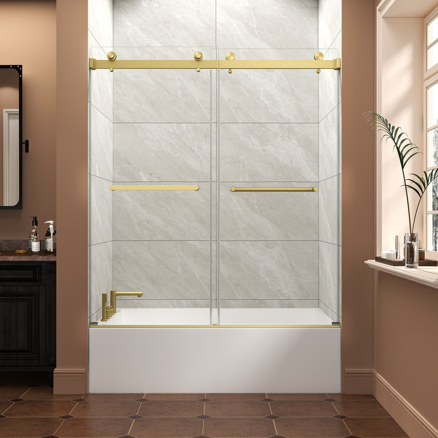 KPUY Frameless Double Sliding Shower & Bathtub Door | 43"-60" W