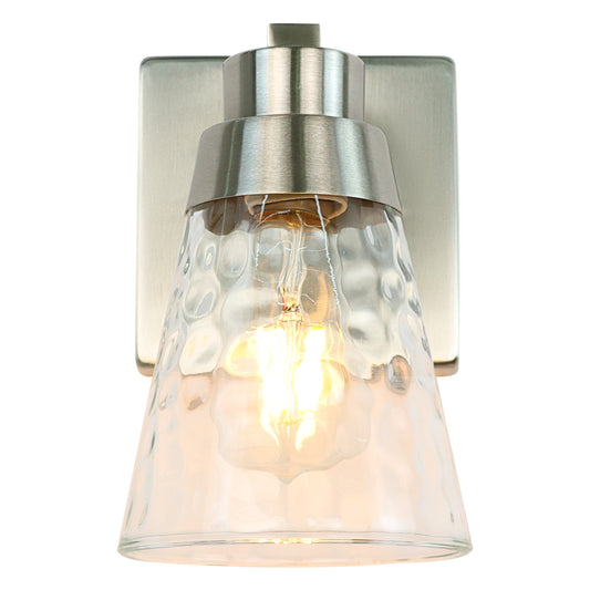 Bedroom light fixture, 1 modern gold vanity light fixture, light fixture above mirror, wall sconce with clear glass, for hallway, bedroom, with E26 socket