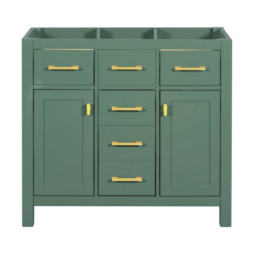 36'' Wall Mounted Bathroom Cabinet – French Style Bathroom Vanity with Glossy White Sink, Bathroom Cabinet with Multiple Drawers and Doors, Ample Storage