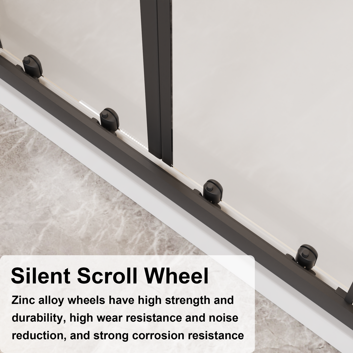 Framed Shower Sliding Door 48"&60"x72", 4-Panel Center Opening Double Sliding Shower Door, 1/4" (6mm) Tempered Glass, Aluminum Frame with Stainless Steel Handles & Smooth Double Rollers, Black