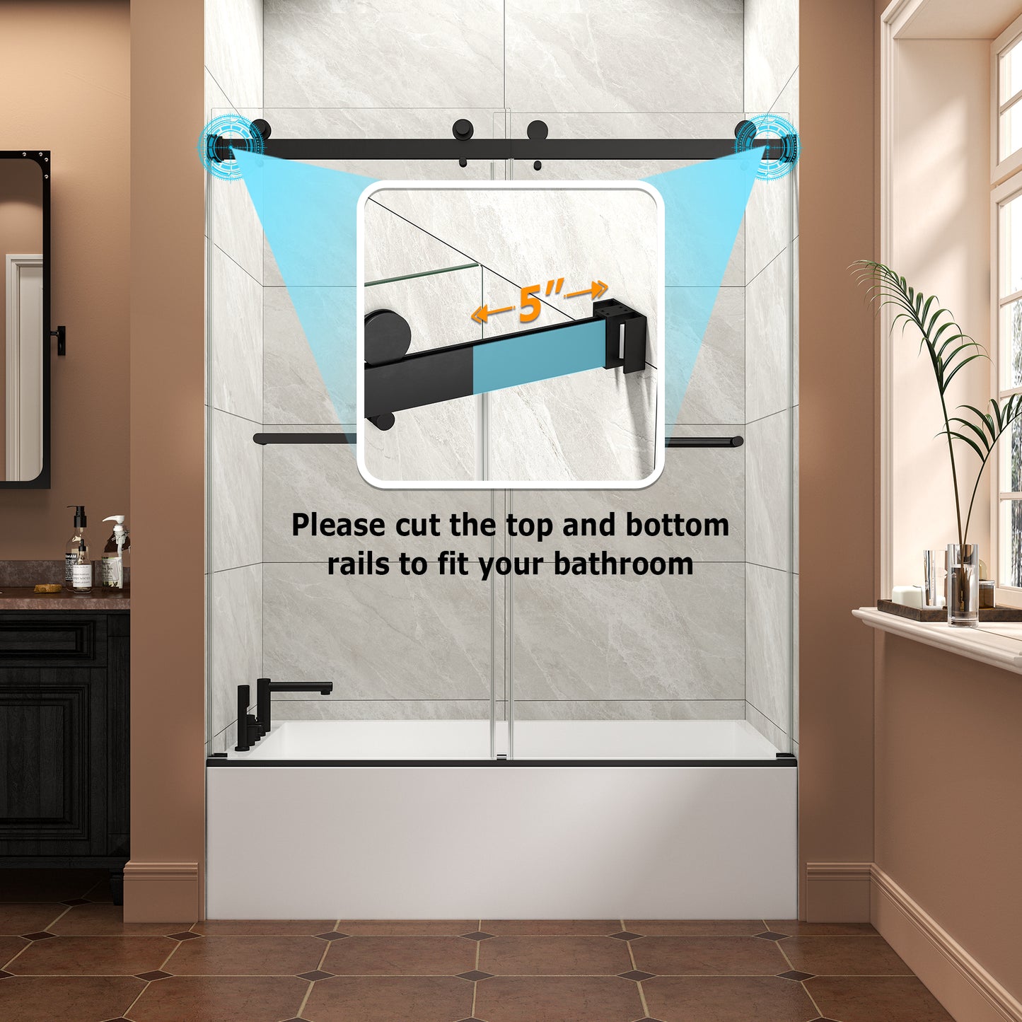 KPUY Frameless Double Sliding Shower & Bathtub Door | 43"-60" W