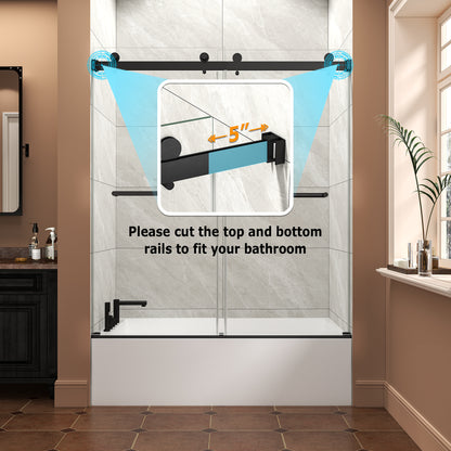 KPUY Frameless Double Sliding Shower & Bathtub Door | 43"-60" W