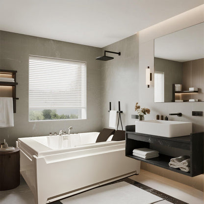 KPUY 73 Inch 2-Person Whirlpool Jetted Bathtub | Hydro Massage & LED Lights | Left Drain