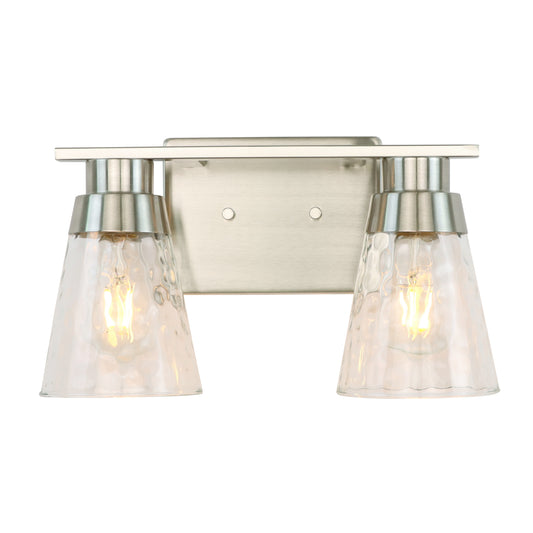 Modern Gold Vanity Lighting Fixture, 2 Lights Above Mirror, Frosted Glass Wall Sconce for Bathroom, Hallway, Bedroom with E26 Socket