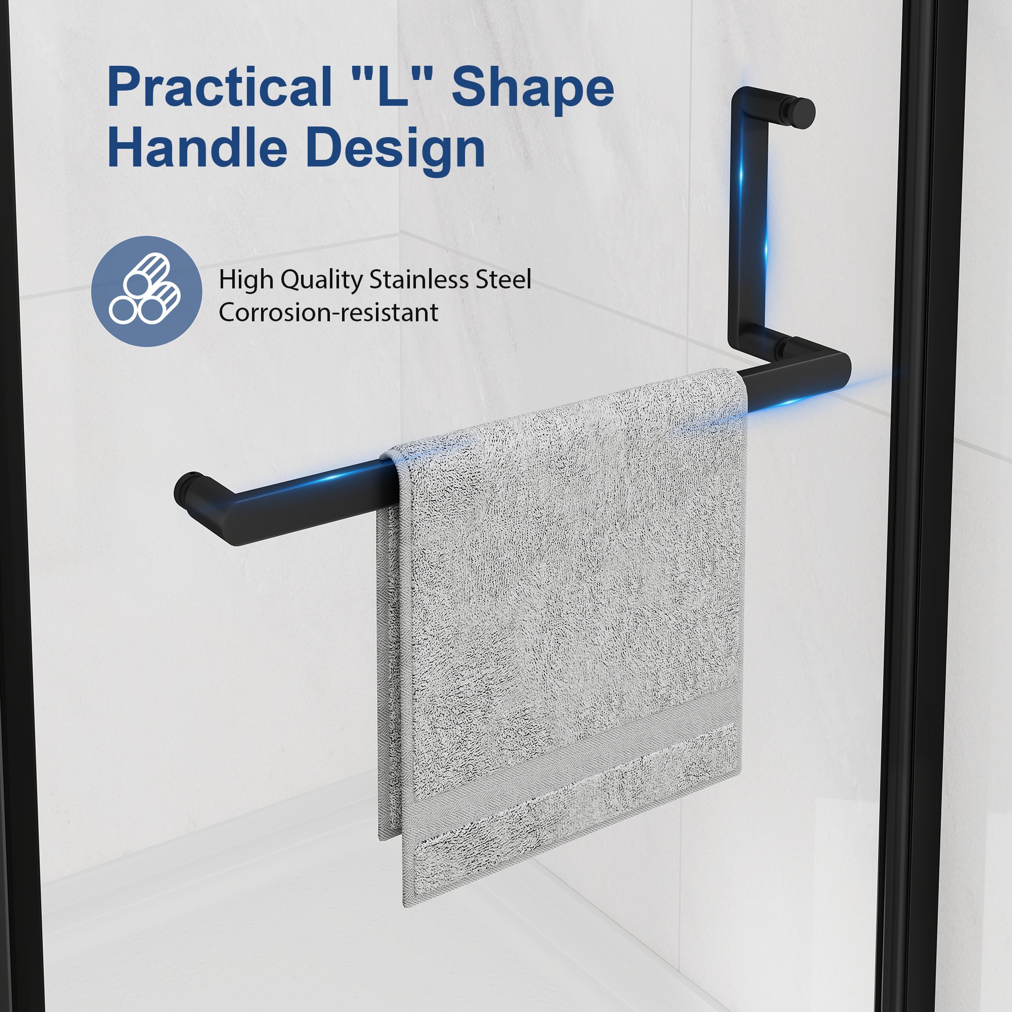 KPUY Frameless Pivot Shower Door, 1/4" Tempered Glass, Matte Black, Multiple Sizes x 72" H
