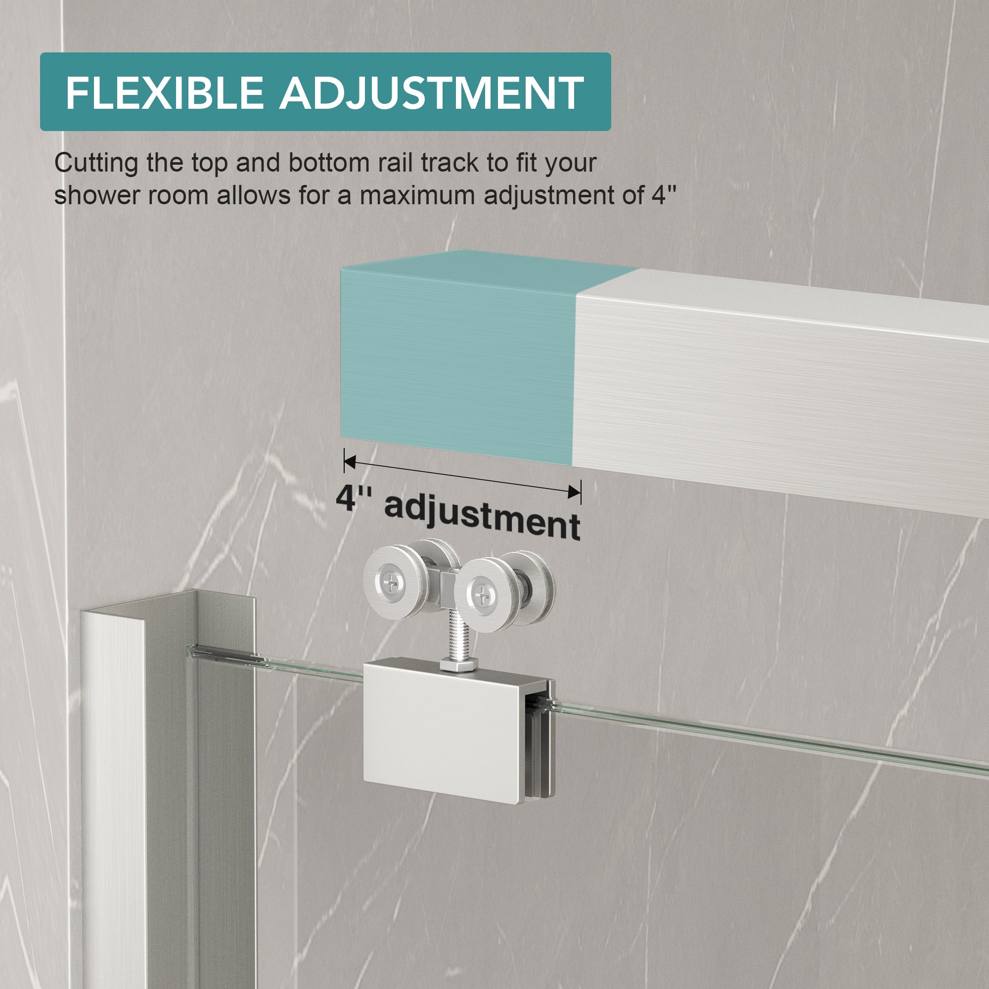 KPUY Double Sliding Glass Shower Door, 76" H, 1/4" Tempered Glass, Brushed Nickel