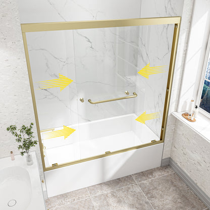 KPUY 55"-60" W Double Bypass Sliding Shower & Bathtub Door | 3 Finishes