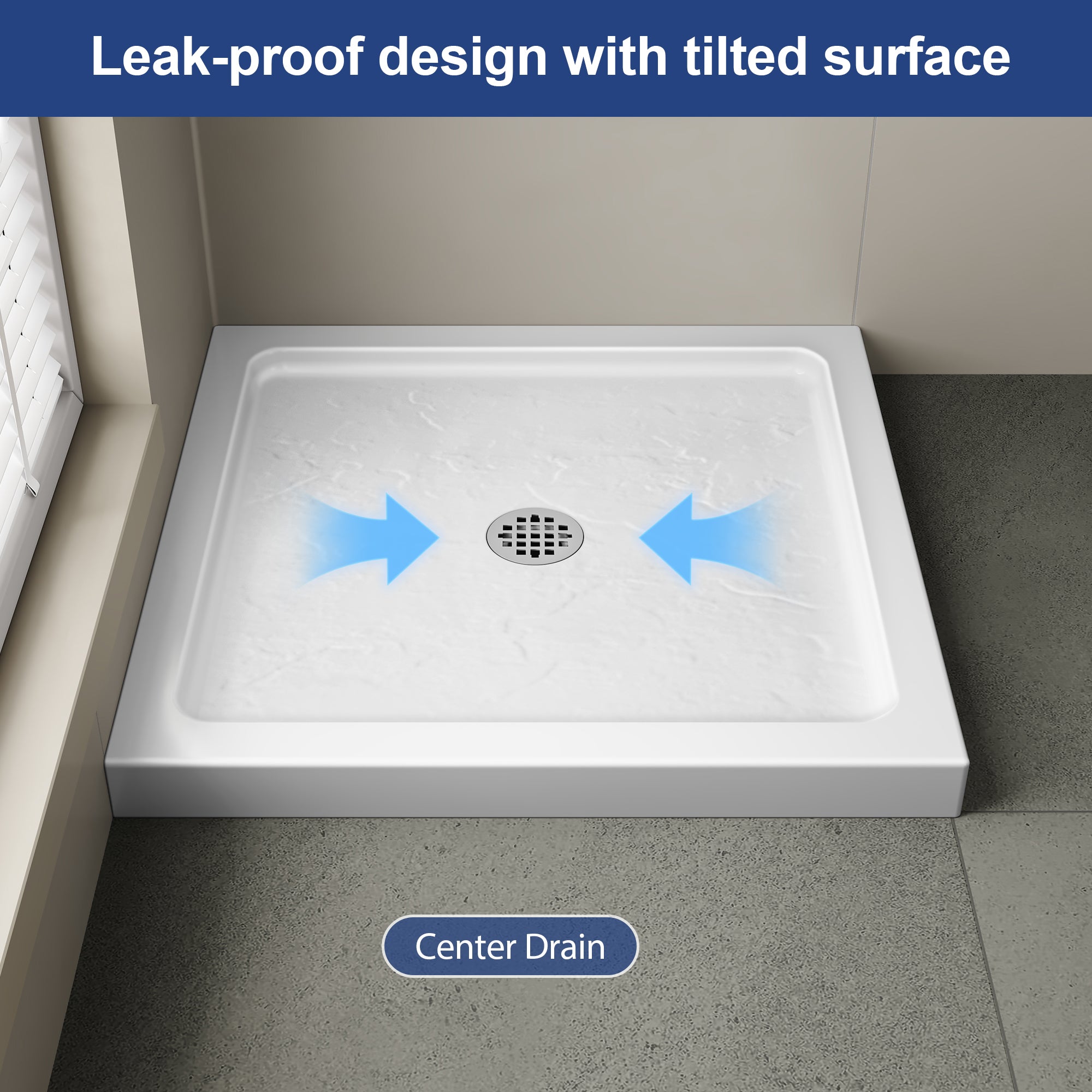 White Square Shower Base Series – 32 x 32 & 36 x 36 Inch