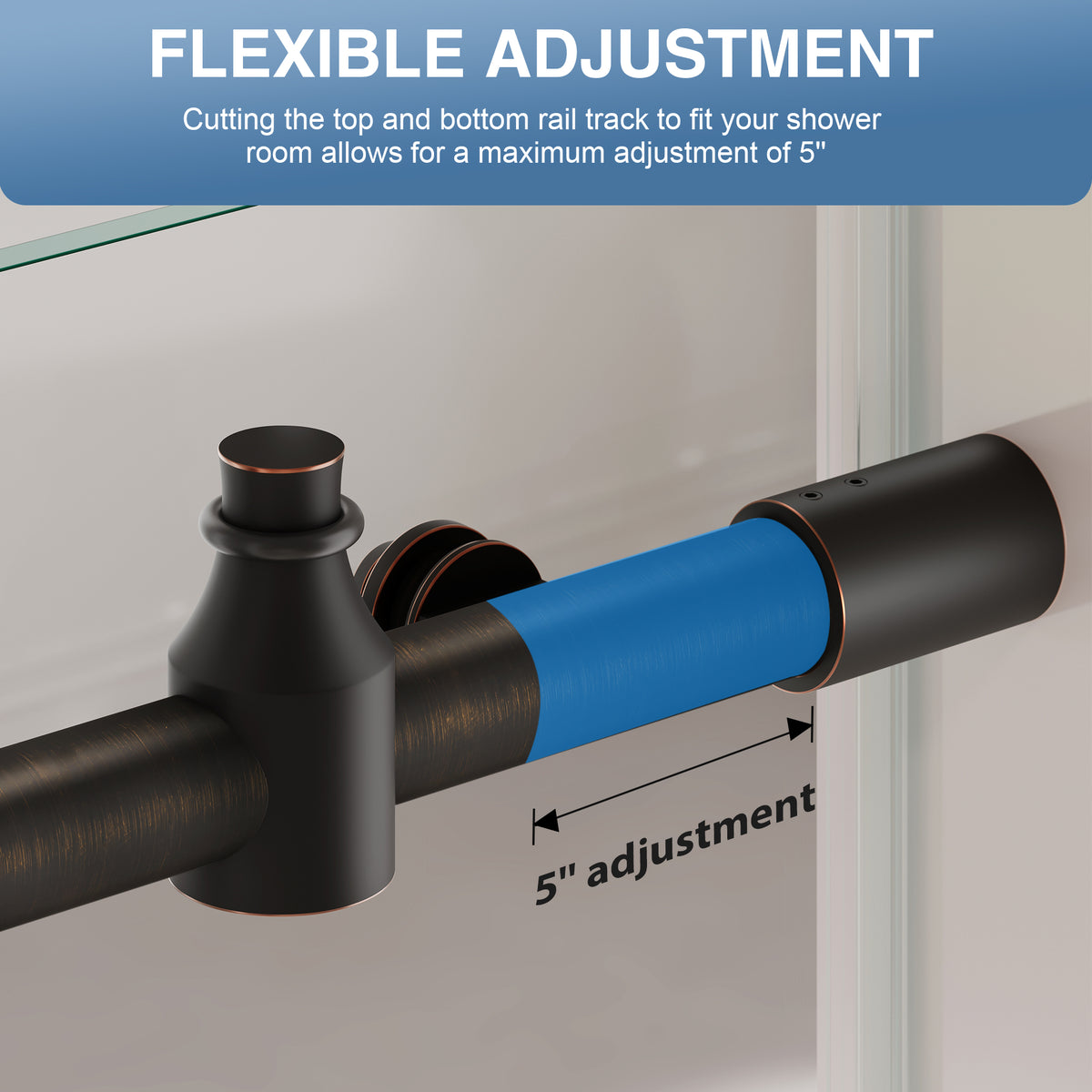 KPUY Frameless Sliding Shower Door, 1/4" Tempered Glass, Oil Rubbed Bronze – 76" H