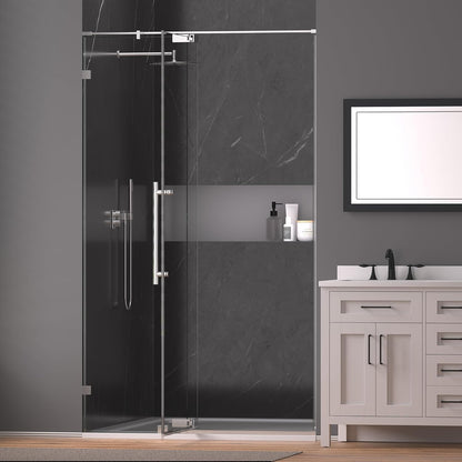 44-48" W x 74" H Pivot Swing Shower Door, Pivot Semi-Frameless Glass Shower Door with 1/4"(6mm) Clear SGCC Tempered Glass, Stainless Steel Frame, Matte Black