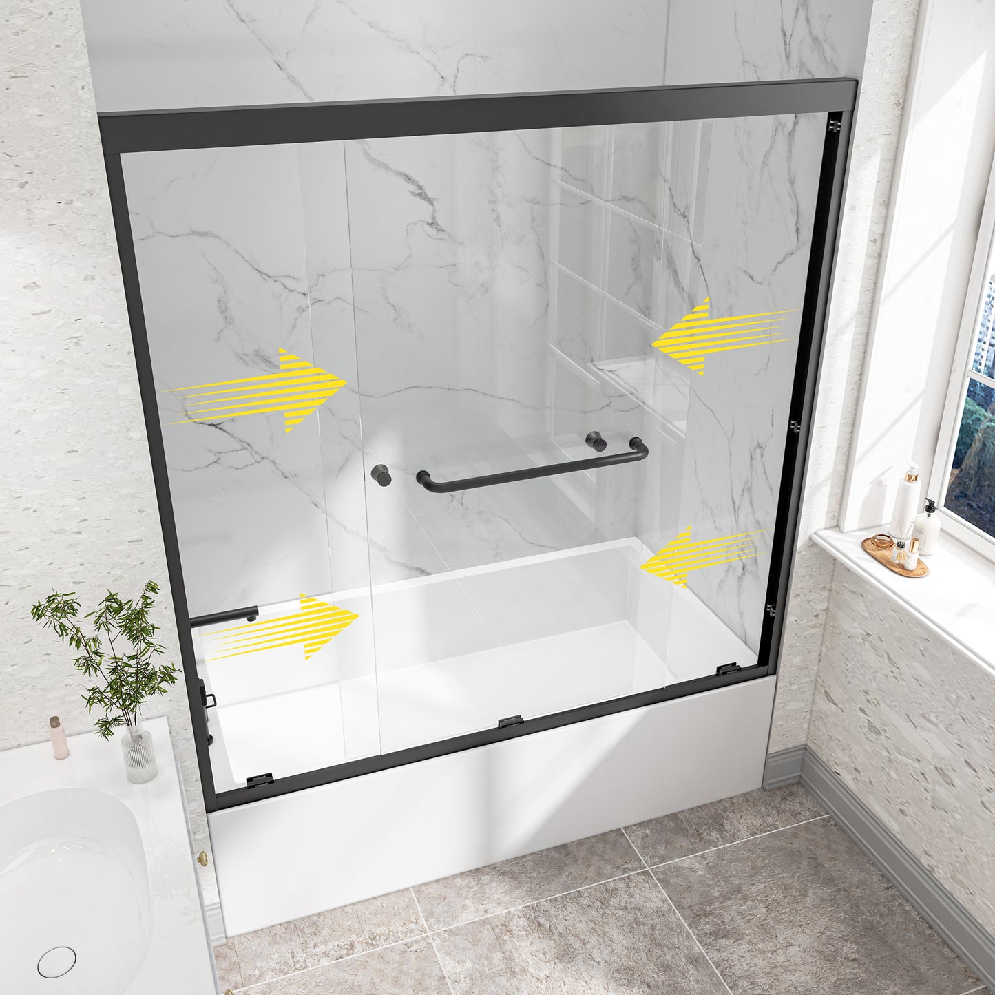 KPUY 55"-60" W Double Bypass Sliding Shower & Bathtub Door | 3 Finishes