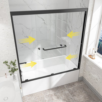 KPUY 55"-60" W Double Bypass Sliding Shower & Bathtub Door | 3 Finishes