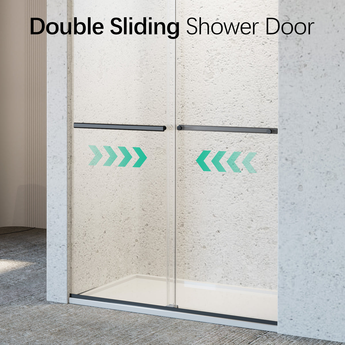 46-48" W * 76" H Frameless Double Sliding Soft-Close Shower Door, Bathroom Sliding Shower Door, 5/16" (8mm) Thick SGCC Tempered Glass Door, Matte Black