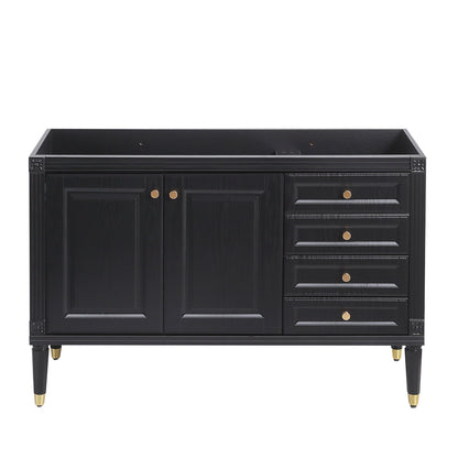 48'' Bathroom Vanity with Top Sink, Bathroom Storage Cabinet with 2 Soft Closing Doors and 3 Drawers, Single Sink Bathroom Vanity. black