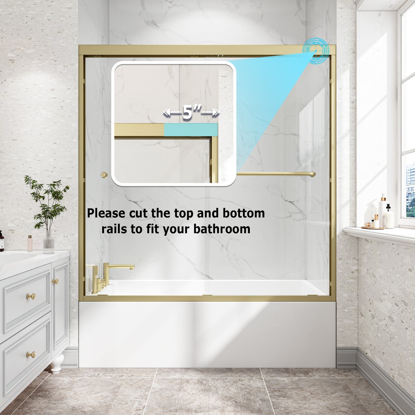 KPUY 55"-60" W Double Bypass Sliding Shower & Bathtub Door | 3 Finishes