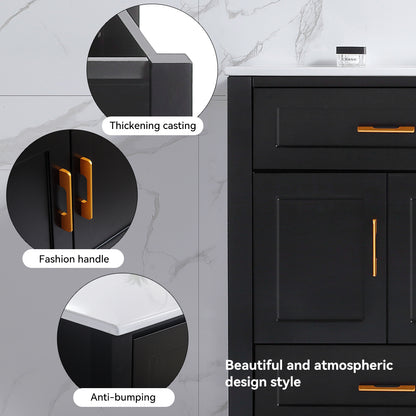 48" Black Bathroom Vanity with Ceramic Sink Combo, Abundant Storage Cabinet -4 Soft close doors and 4 drawers