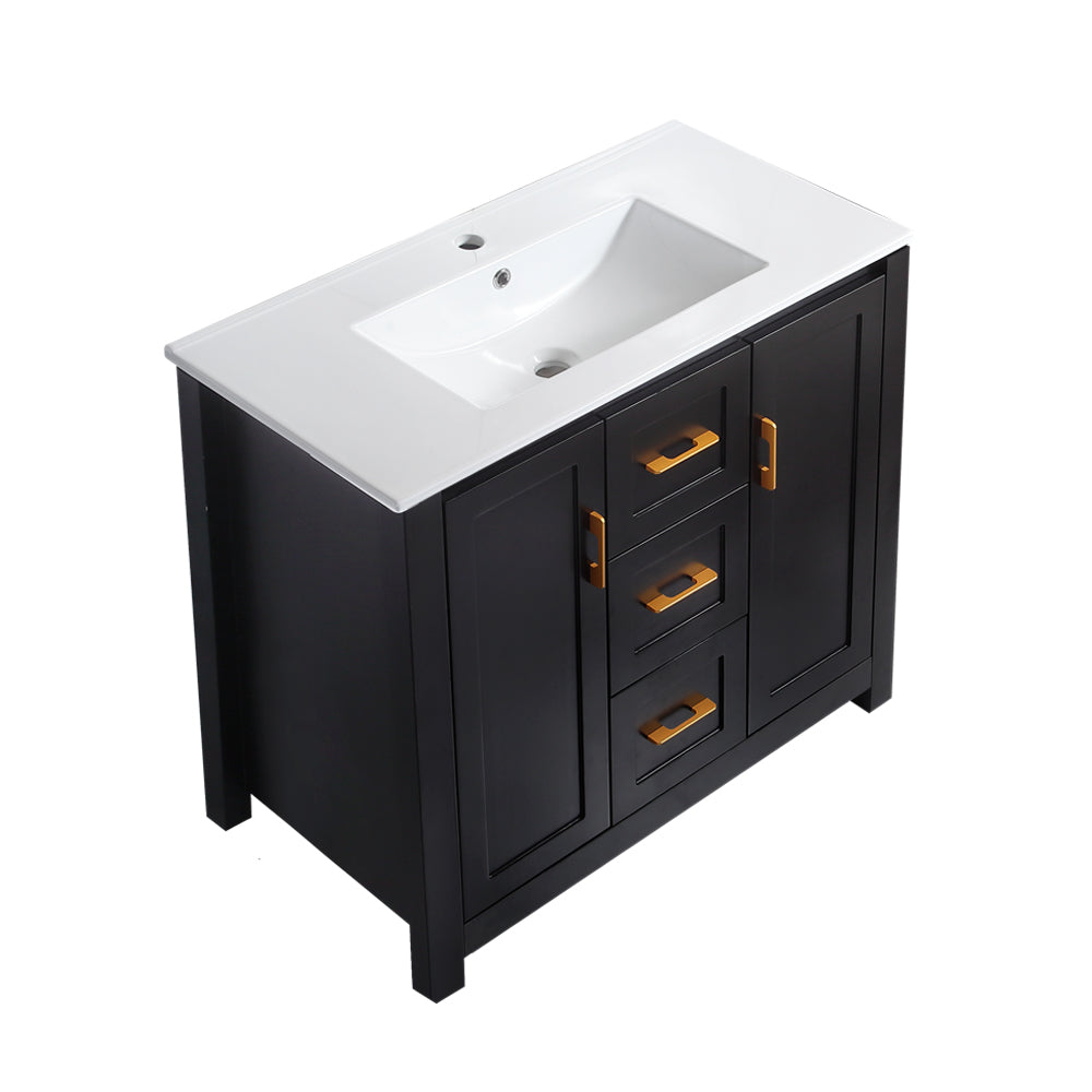 36" Black Bathroom Vanity with Single Sink, Combo Cabinet Undermount Sink, Bathroom Storage Cabinet with 2 Doors and 2 Drawer, Soft Closing, Multifunctional Storage
