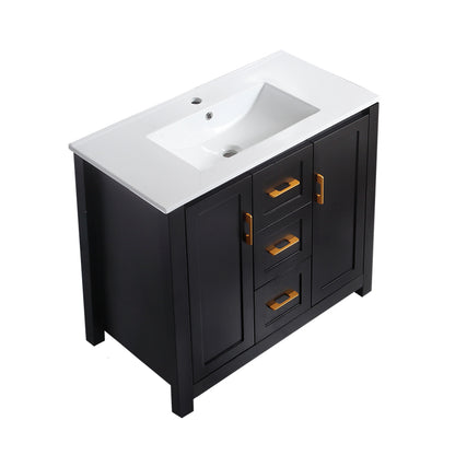 36" Black Bathroom Vanity with Single Sink, Combo Cabinet Undermount Sink, Bathroom Storage Cabinet with 2 Doors and 2 Drawer, Soft Closing, Multifunctional Storage