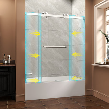 KPUY Frameless Double Sliding Shower & Bathtub Door | 43"-60" W