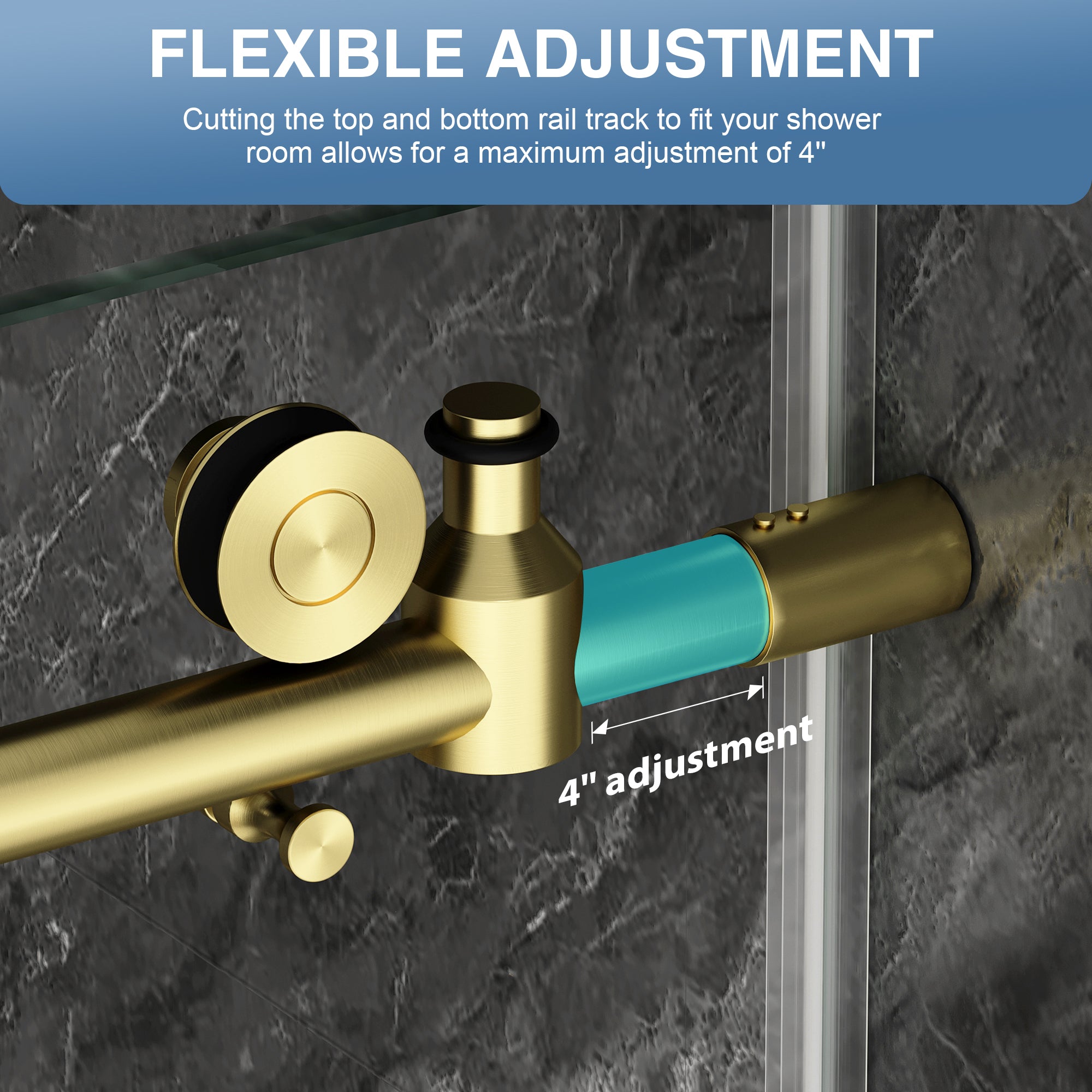 Brushed Gold Sliding Shower Door, Semi-Frameless, 55–60 in. W x 76 in. H, Model S9811B