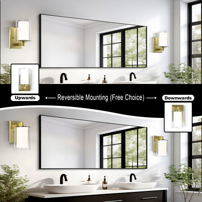 Bathroom Vanity Light Fixture, 1 Light Modern Gold Vanity Lighting fixtures, Lighting Fixtures Over Mirror, Wall Lamp with Clear Glass for, Hallway, Bedroom with E26 Socket