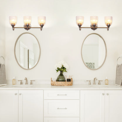 Bathroom Vanity Light Fixture, 3 Light Modern Gold Vanity Lighting fixtures, Bathroom Lighting Fixtures Over Mirror, Bathroom Wall Lamp with Clear Glass for Bathroom, Hallway, Bedroom with E26 Socket