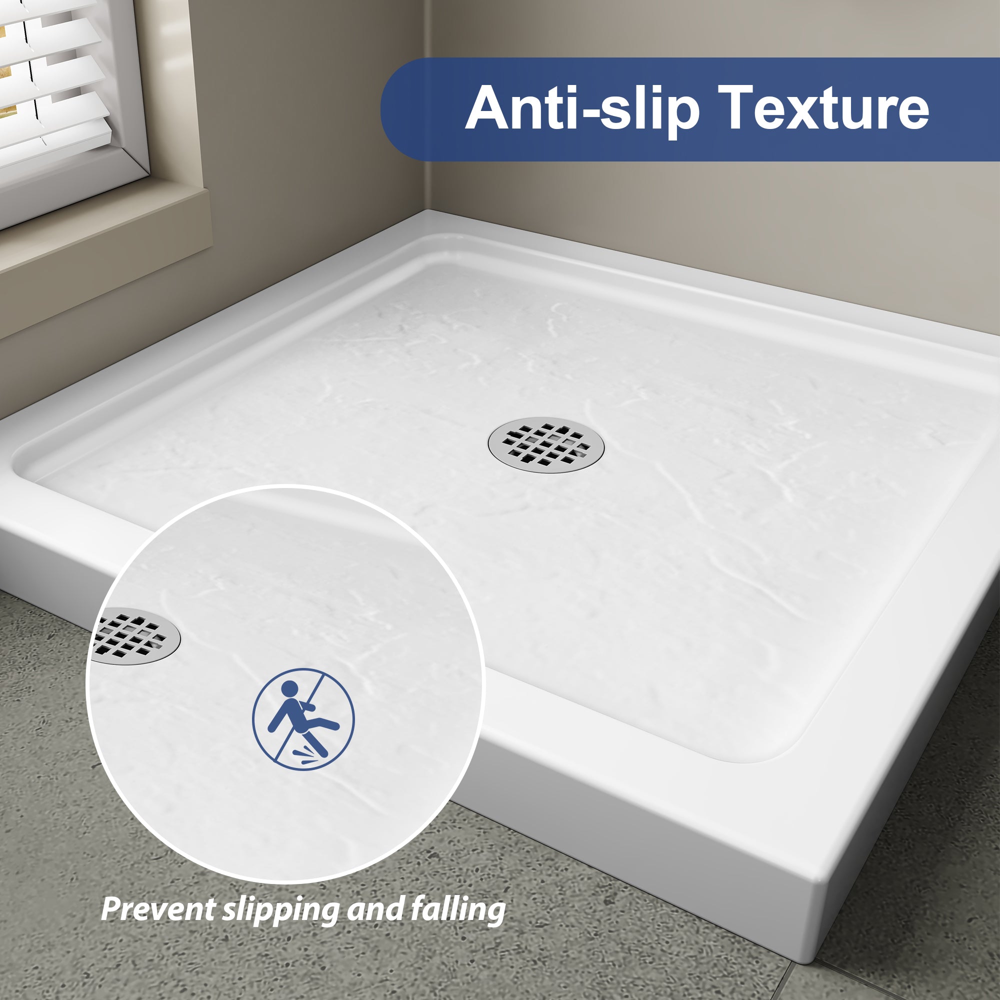 White Square Shower Base Series – 32 x 32 & 36 x 36 Inch