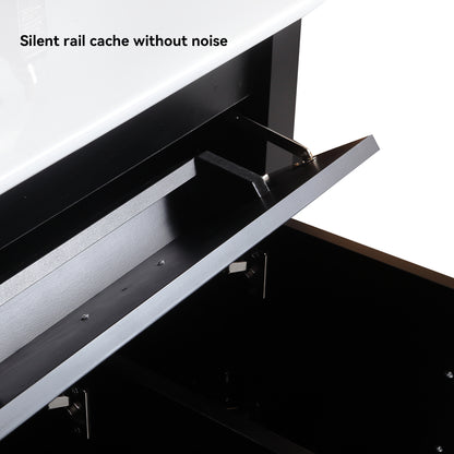 48" Black Bathroom Vanity with Ceramic Sink Combo, Abundant Storage Cabinet -4 Soft close doors and 4 drawers