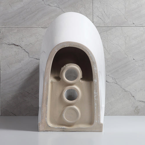 Small Compact One Piece Toilet - Modern White Dual Flush Commode-KPUY