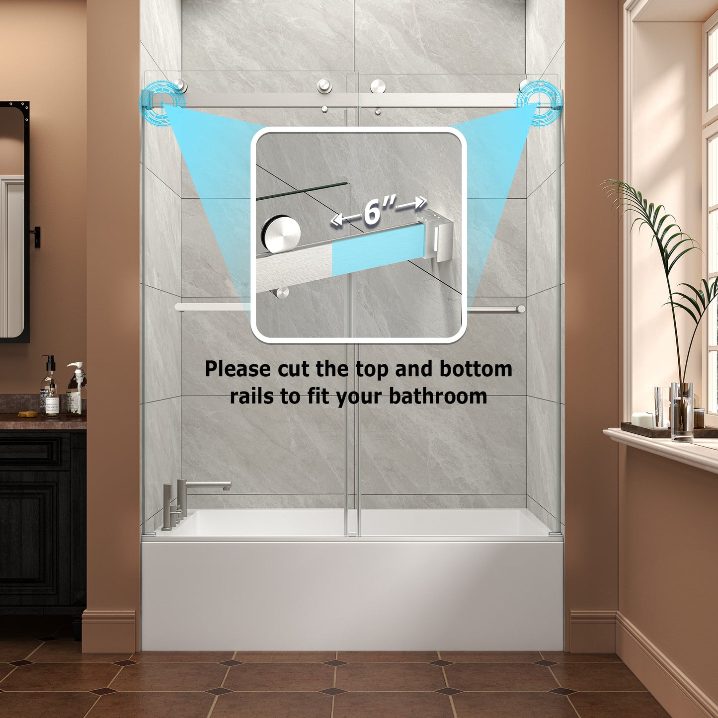 KPUY Frameless Double Sliding Shower & Bathtub Door | 43"-60" W