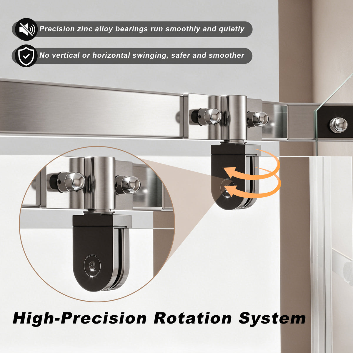 36“Wx72"H Pivot shower door, with 1/4" (6MM) tempered glass, Frameless Neo-Angle Pivot Shower Enclosure in for Bathroom Shower Door Chrome(NO INCLUDED Neo-Angle Shower Base )
