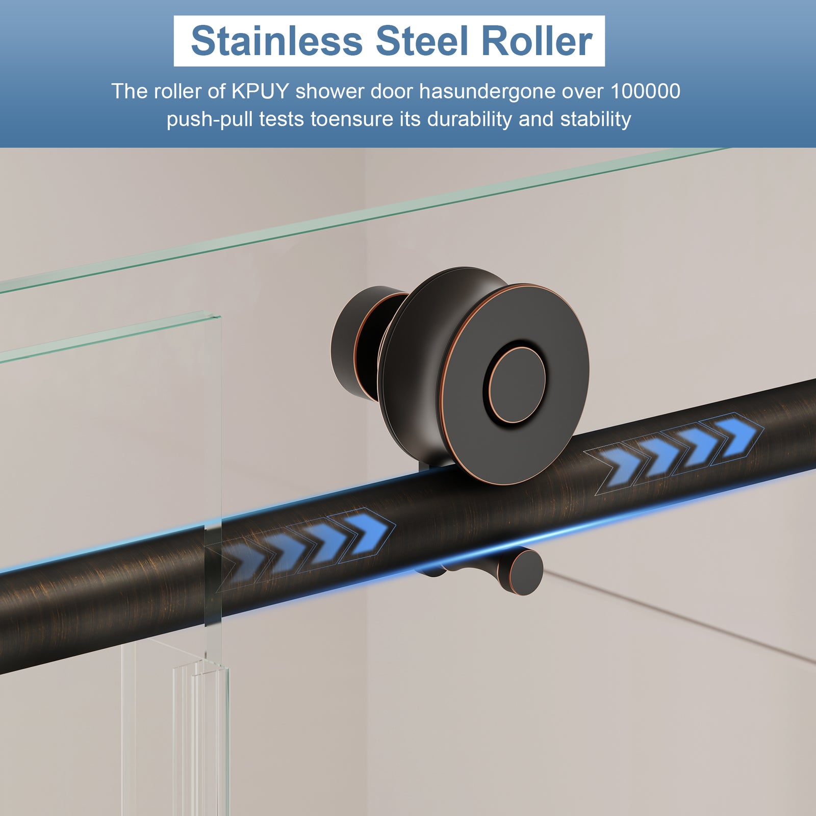 KPUY Frameless Sliding Shower Door, 1/4" Tempered Glass, Oil Rubbed Bronze – 76" H