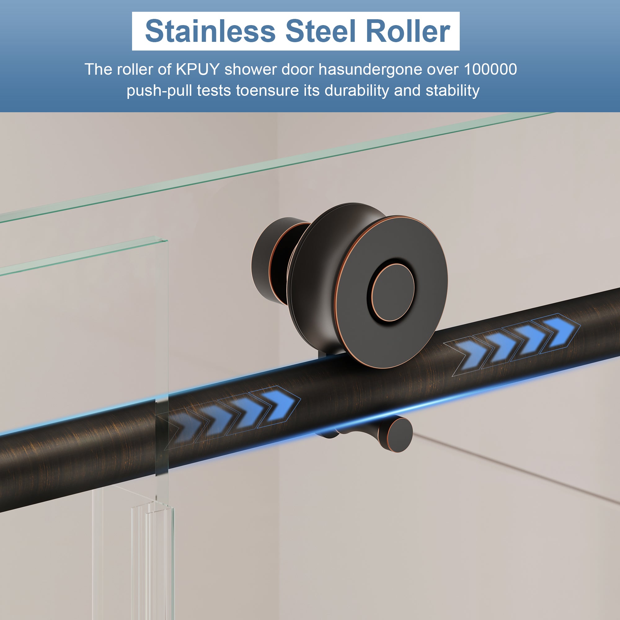 KPUY Frameless Sliding Shower Door, 1/4" Tempered Glass, Oil Rubbed Bronze – 76" H