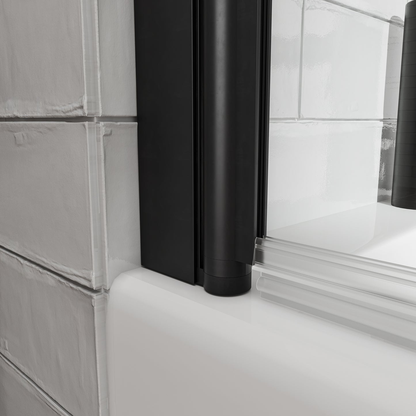 KPUY 32" x 55" Frameless Bathtub Screen | 180° Pivot Shower Door | Reversible