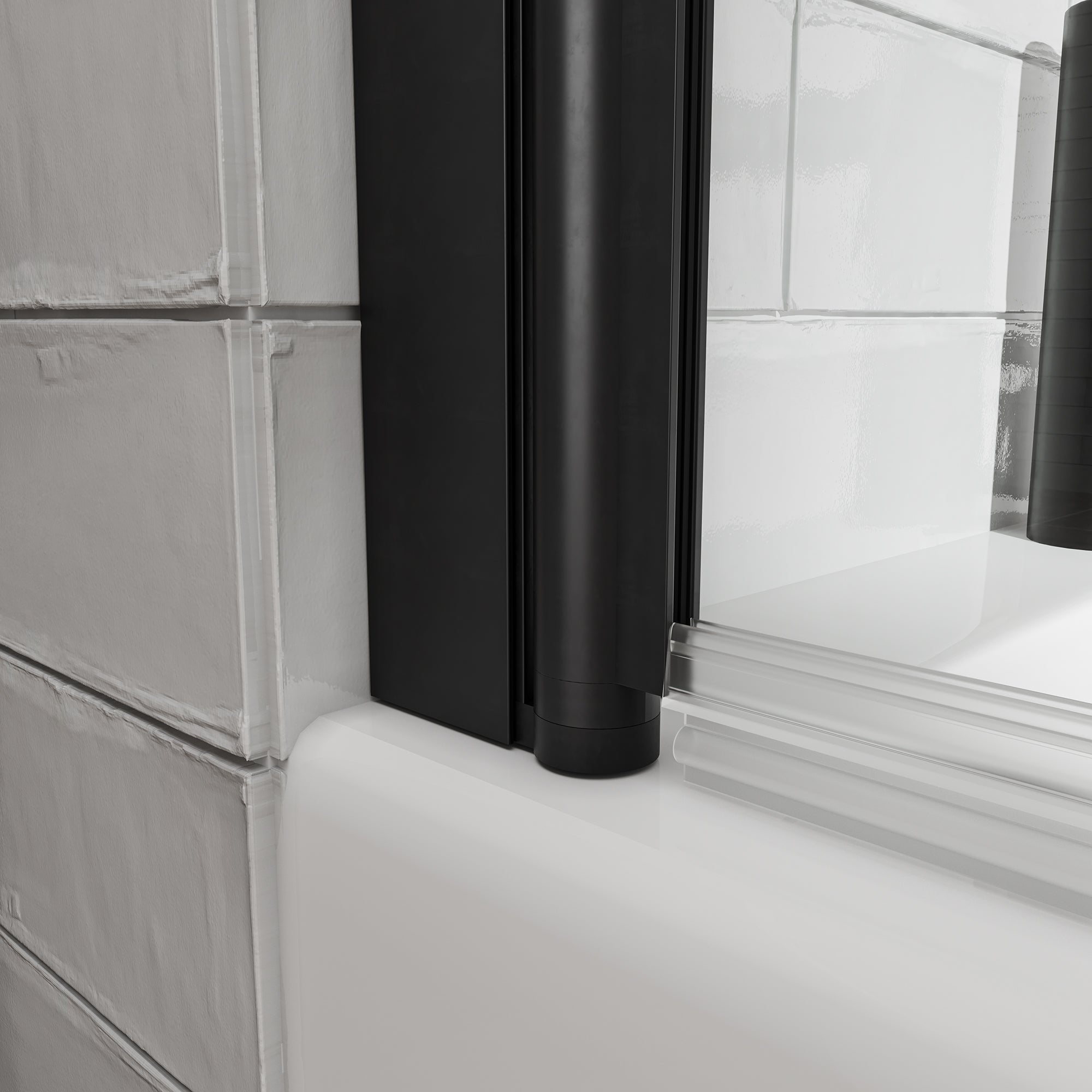 KPUY 32" x 55" Frameless Bathtub Screen | 180° Pivot Shower Door | Reversible