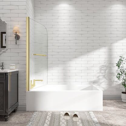 KPUY 32" x 55" Frameless Bathtub Screen | 180° Pivot Shower Door | Reversible