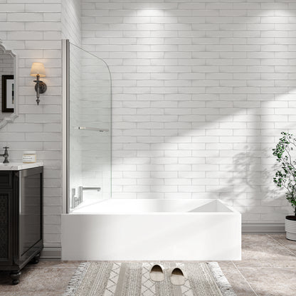 KPUY 32" x 55" Frameless Bathtub Screen | 180° Pivot Shower Door | Reversible