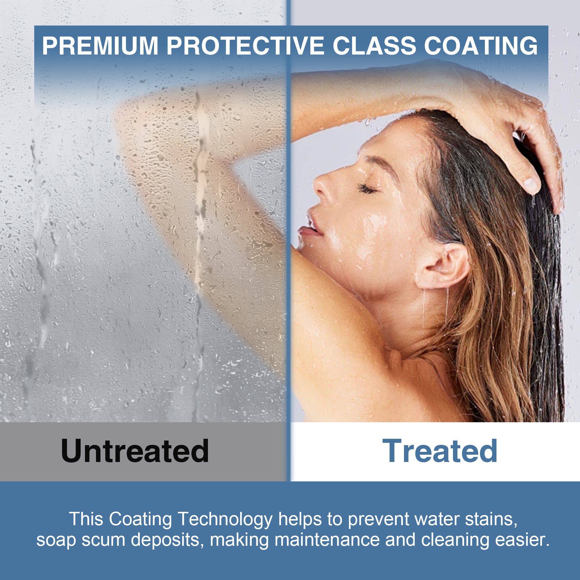 KPUY S9811 Frameless Sliding Shower Door - 56-60" x 76" Wide Matte Black Glass Enclosure-KPUY