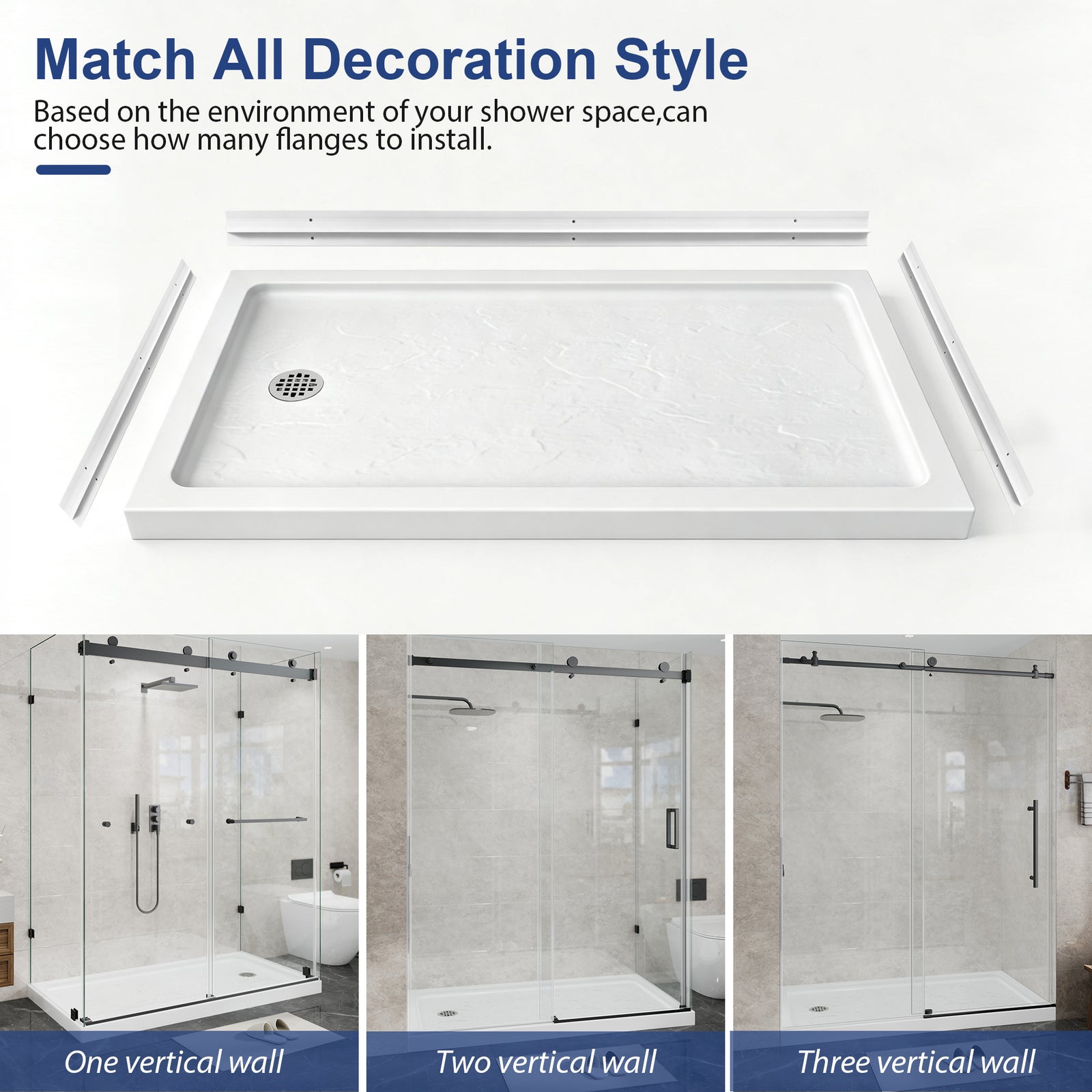White Rectangular Shower Base Series – 10 Sizes