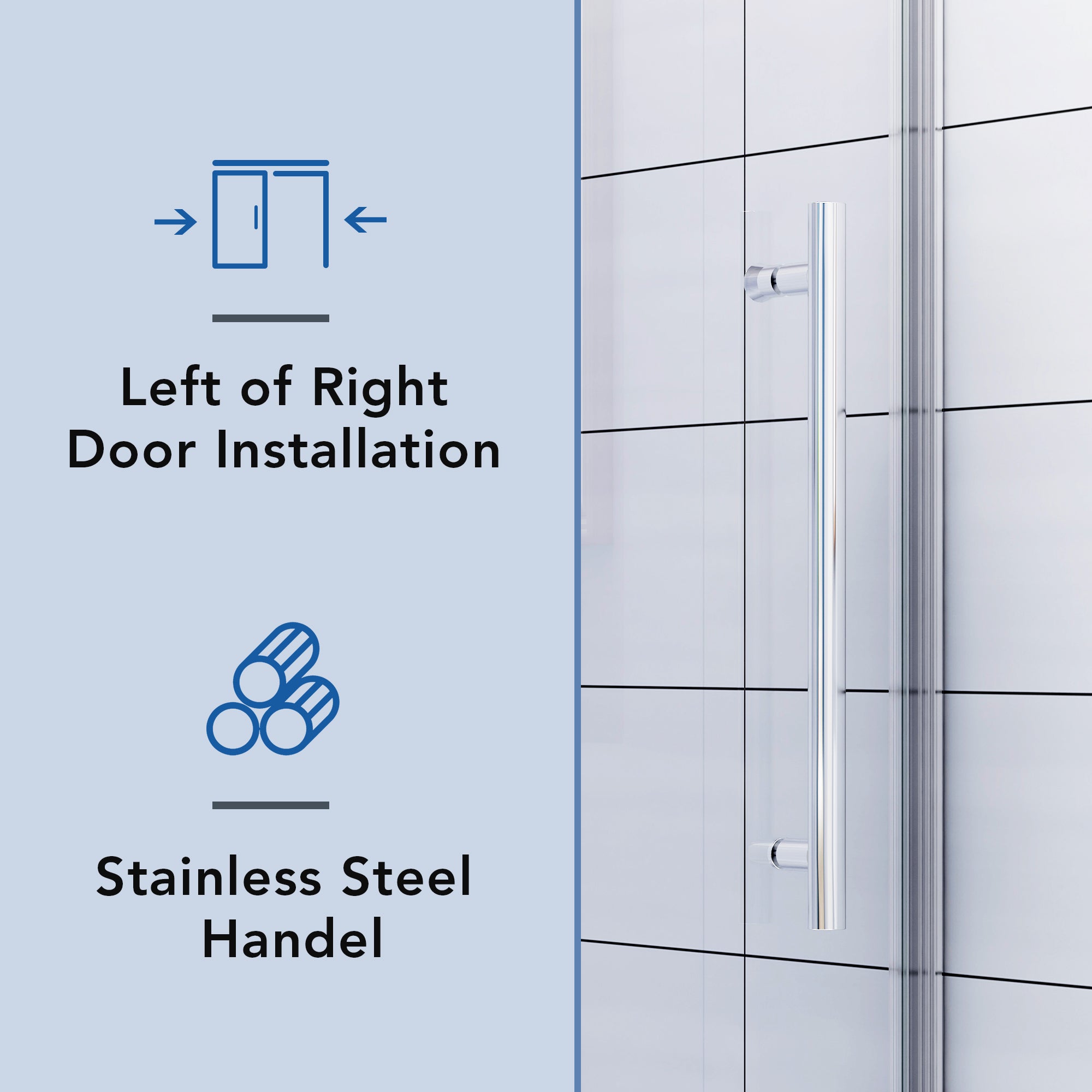 KPUY 9511 Pivot Semi-Frameless Shower Door - 50-54" x 74" Wide Chrome Glass Door-KPUY