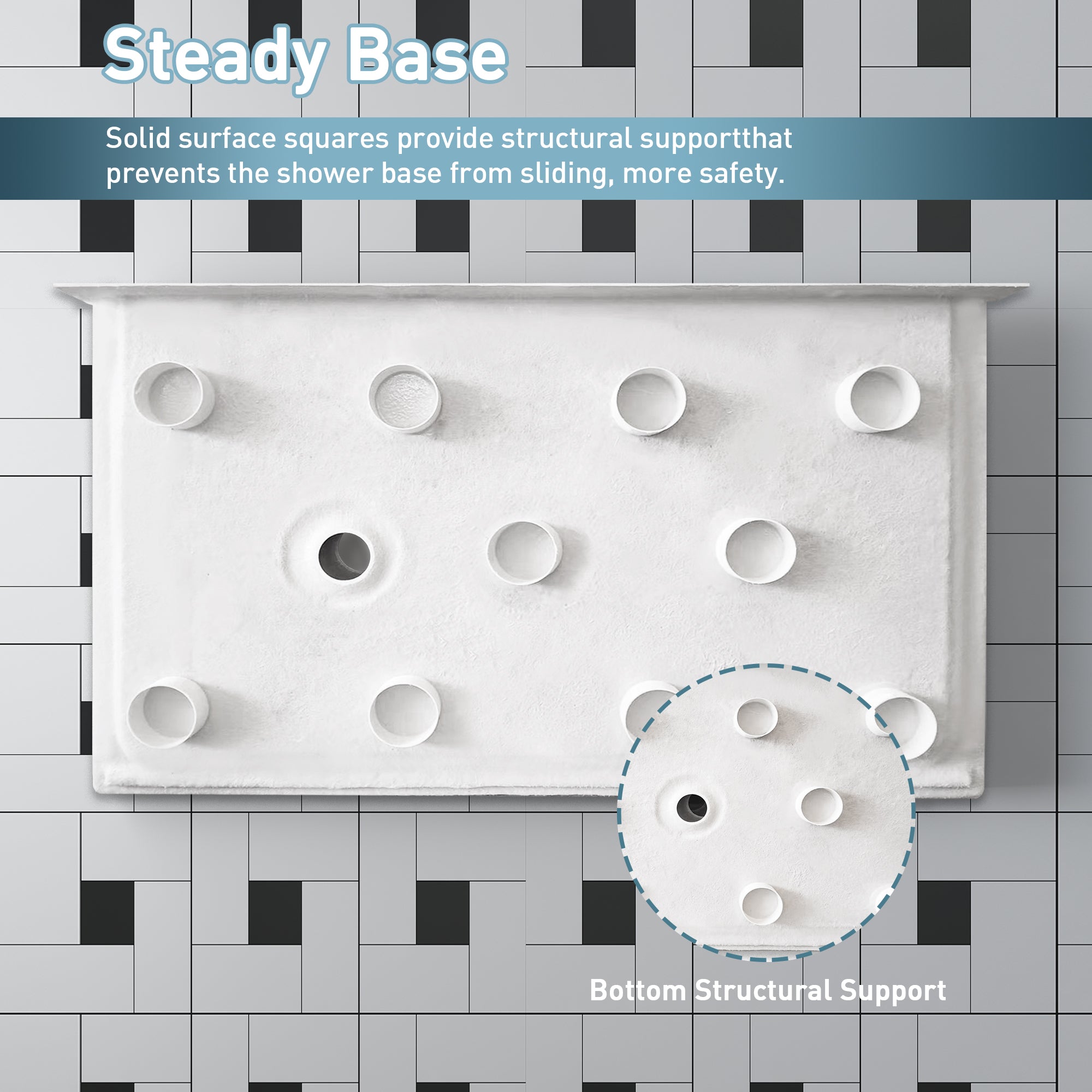 KPUY 60" x 32" Shower Base Pan - Single Threshold White Acrylic with Left Drain-KPUY