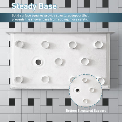 KPUY Shower Base, 60'' L X 32'' W Shower Base Pan with Single Threshold and Left Drain, Shower Pan with Slip Resistant Textured Surface, White Acrylic Shower Base