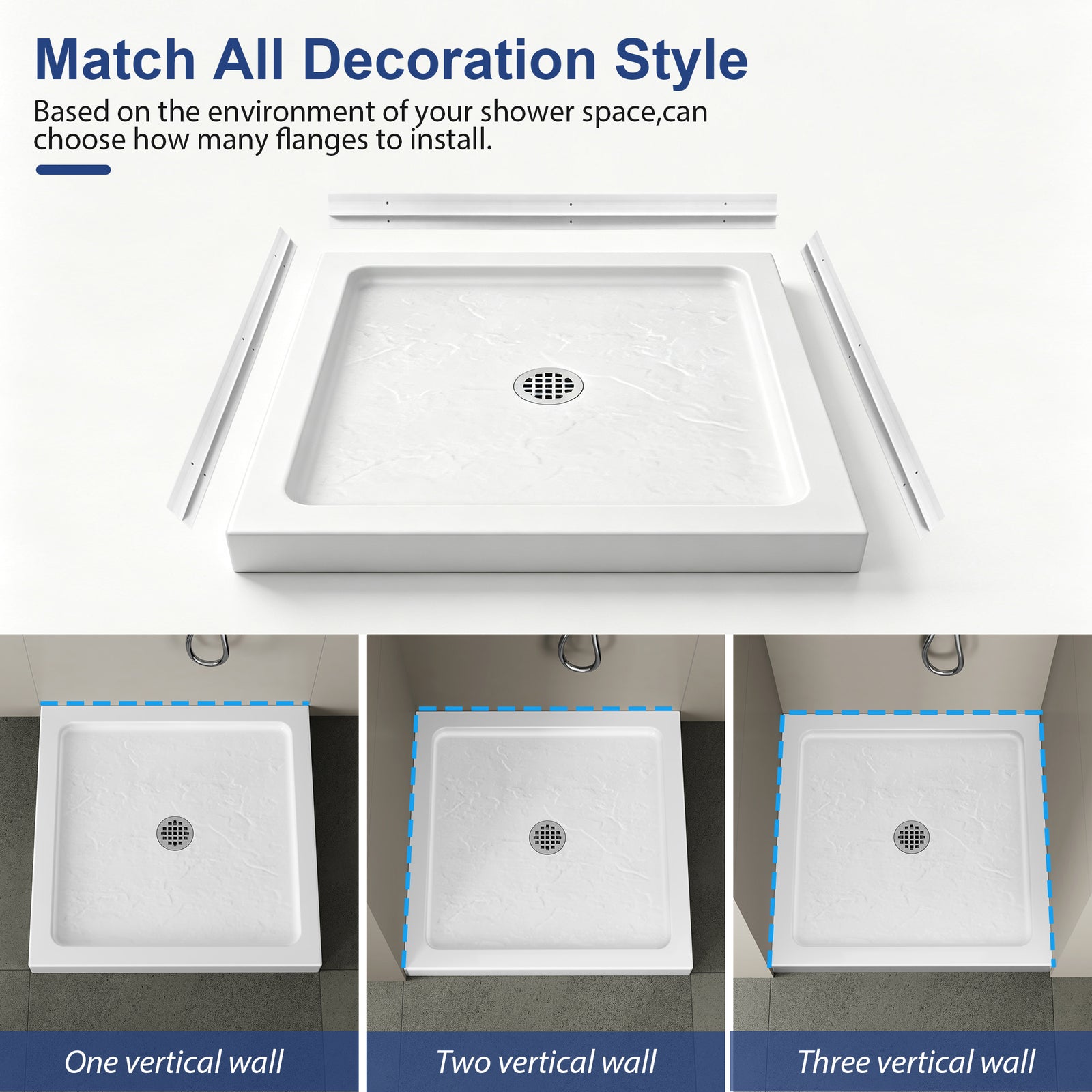 White Square Shower Base Series – 32 x 32 & 36 x 36 Inch